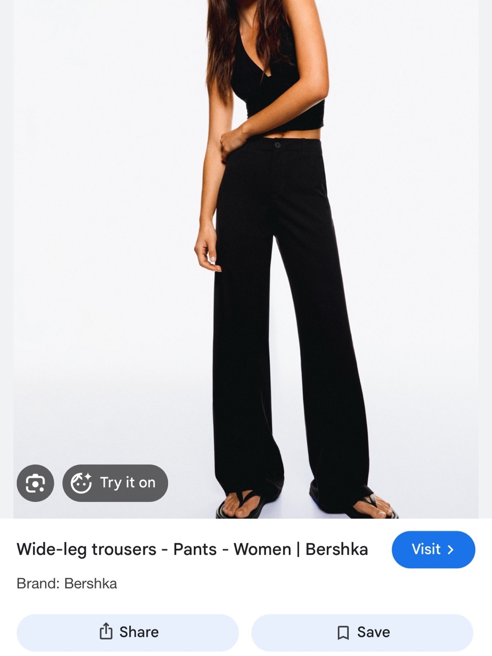 Bershka Black Wide-Leg Trousers size 4